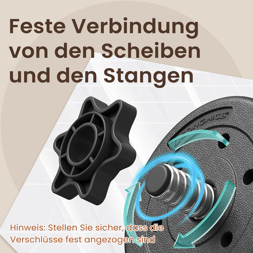 2-in-1 halterset – Dumbbells met stalen verbindingsbuis – inktzwart