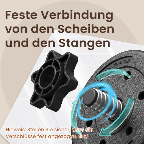2-in-1 halterset – Dumbbells met stalen verbindingsbuis – inktzwart