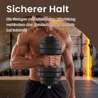 2-in-1 halterset – Dumbbells met stalen verbindingsbuis, 2 x 15 kg, inktzwart