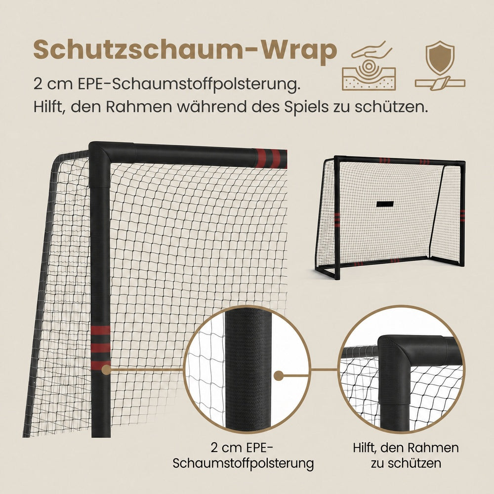 Voetbaldoel - Met PE-net en Schuimbescherming - Zwart - 120 x 300 x 200 cm