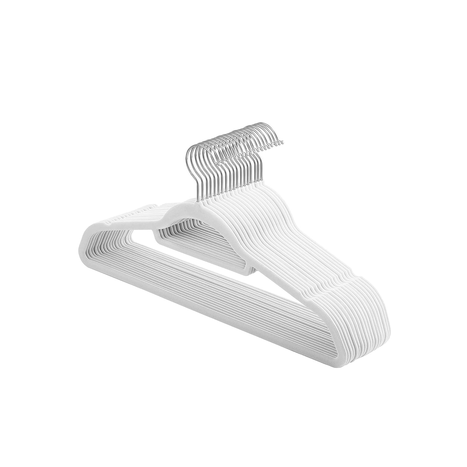Kledinghangers - Fluweel - Set van 20 - 0,6 cm dik - Wit