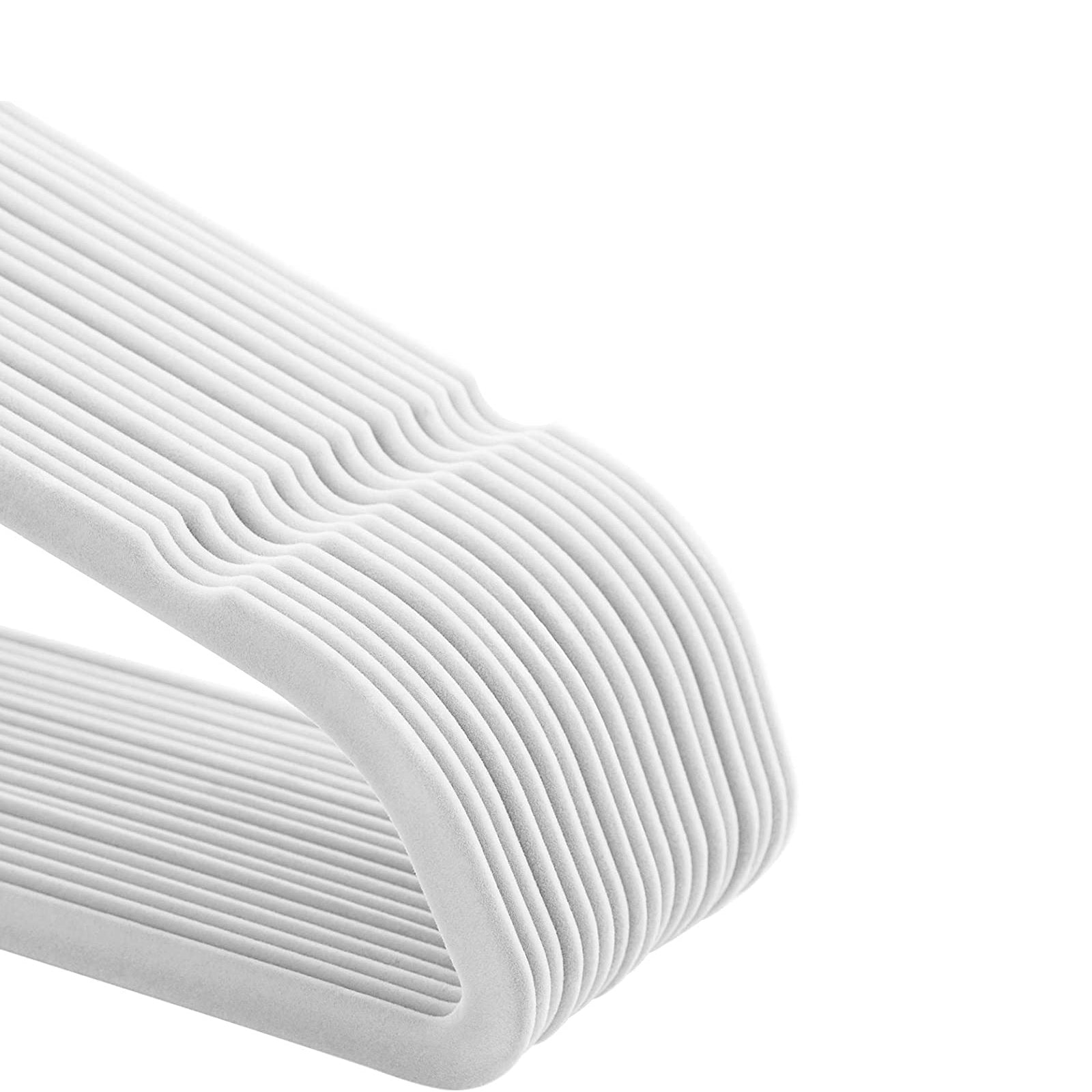 Kledinghangers - Fluweel - Set van 20 - 0,6 cm dik - Wit
