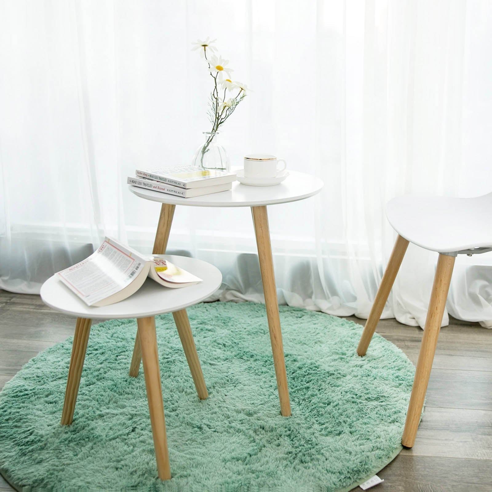 Bijzettafels - Set van 2 - Rond - Wit