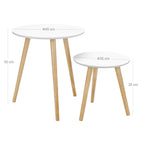 Bijzettafels - Set van 2 - Rond - Wit