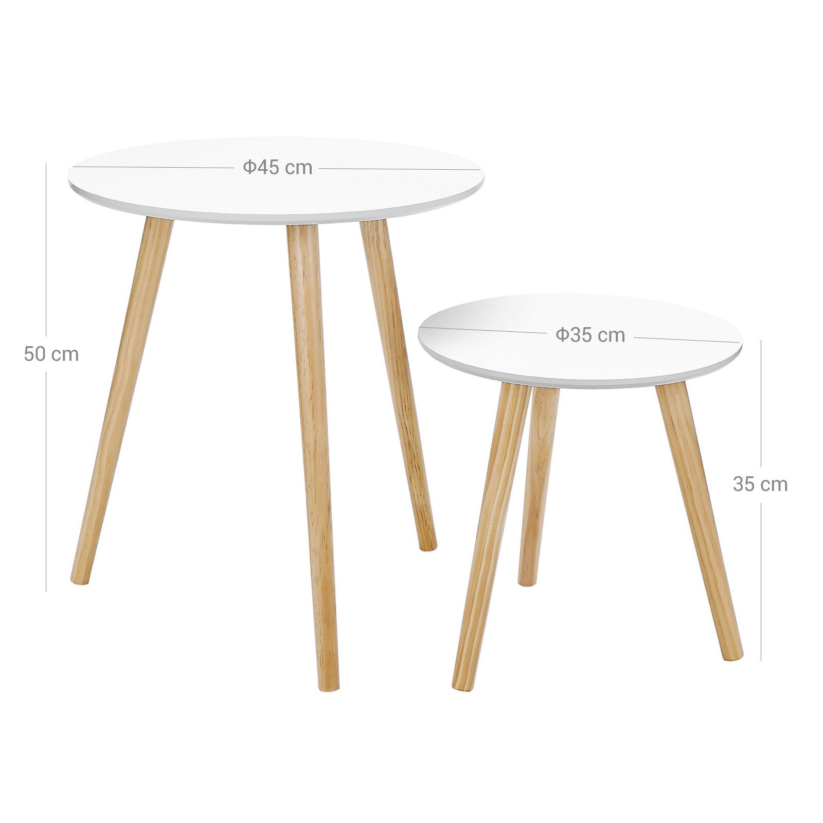 Bijzettafels - Set van 2 - Rond - Wit