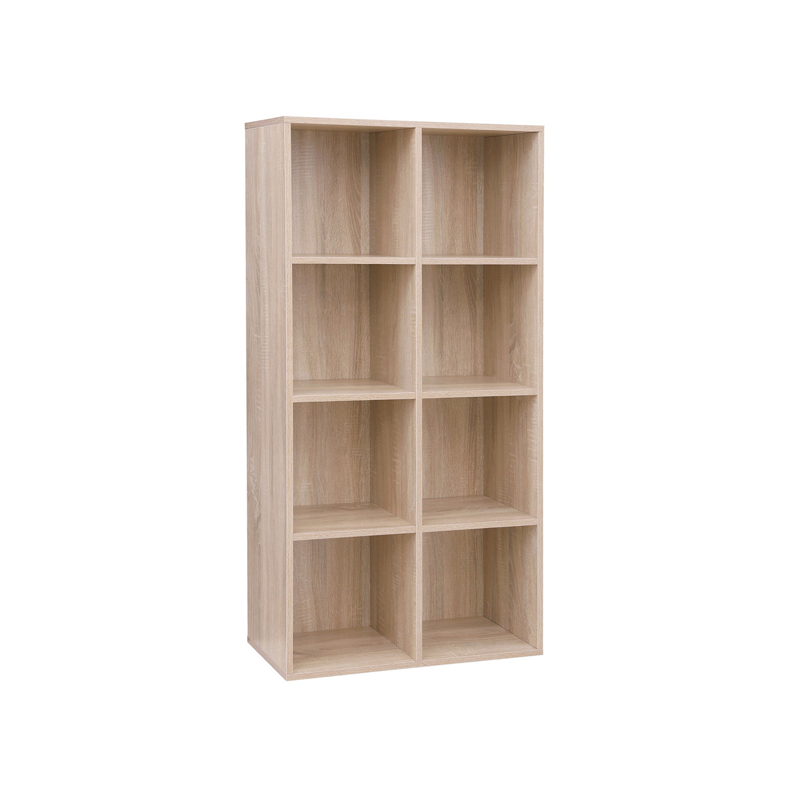 Boekenkast met 8 open vakken – Eikenhouten afwerking – 65,5 x 30 x 129,5 cm – Met kantelbeveiliging