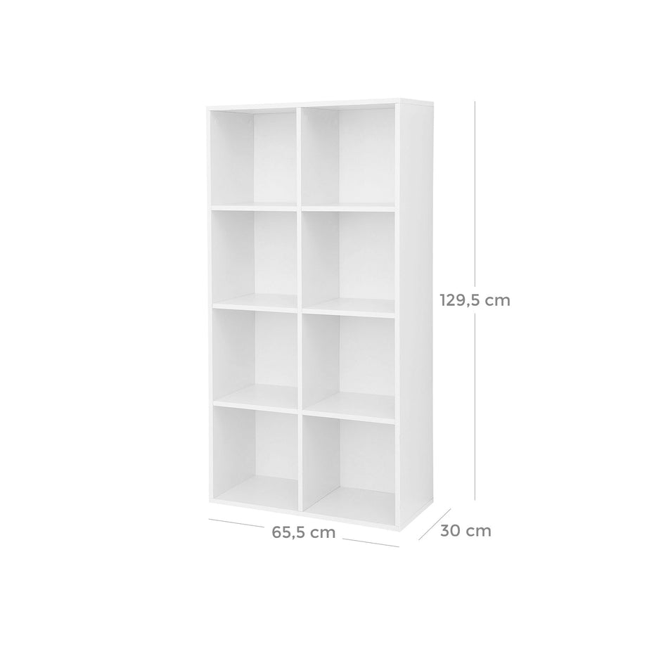 Boekenkast met 8 open vakken – Eikenhouten afwerking – 65,5 x 30 x 129,5 cm – Met kantelbeveiliging