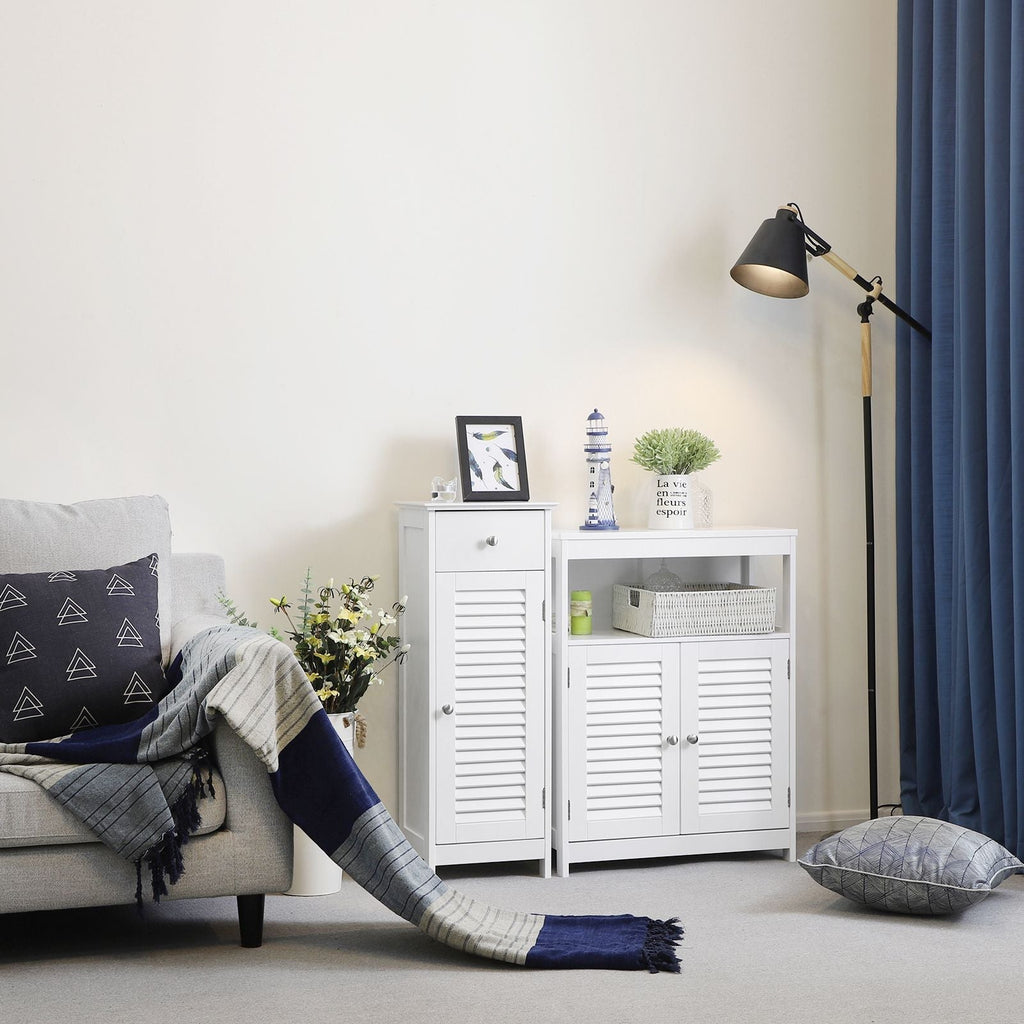Badkamerkast – smal – met louvredeur – wit