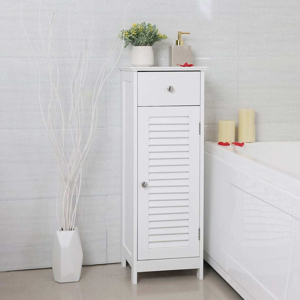 Badkamerkast – smal – met louvredeur – wit