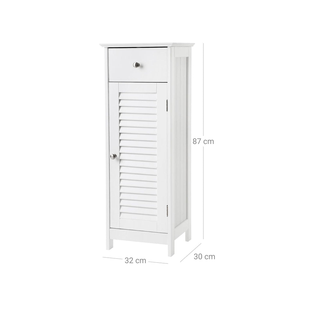 Badkamerkast – smal – met louvredeur – wit