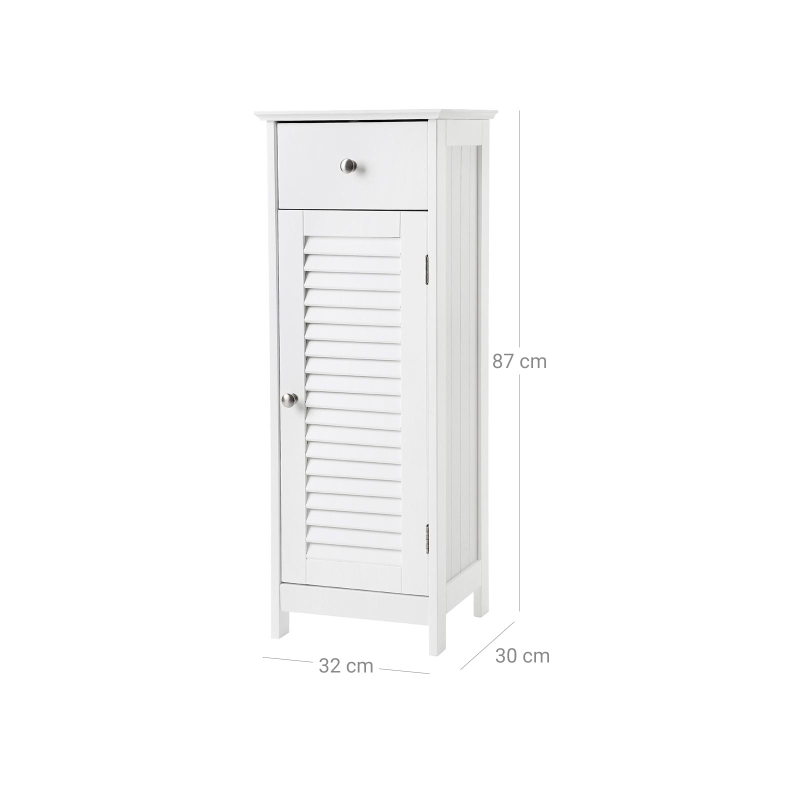 Badkamerkast – smal – met louvredeur – wit