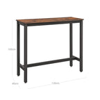 Bartafel - Smalle keukentafel - 120 x 40 x 100 cm - Rechthoekig - Bruin/Zwart
