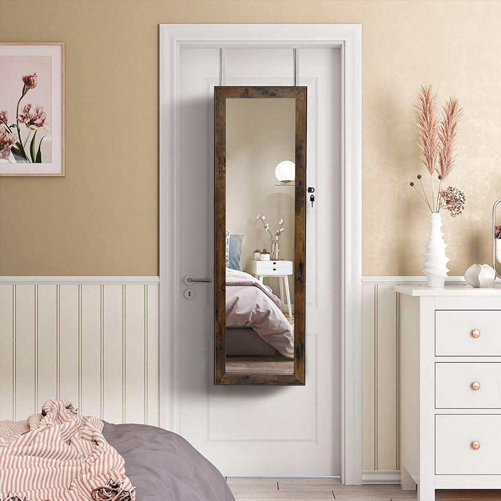 Sieradenkast - Hangende spiegelkast - Wandkast - Vintage bruin