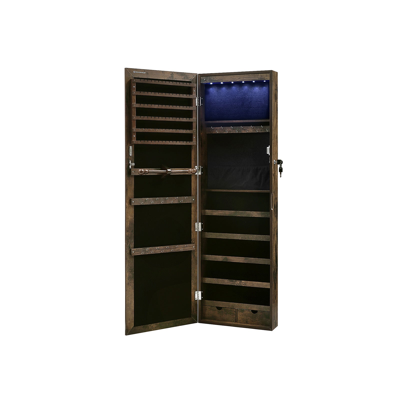 Sieradenkast - Hangende spiegelkast - Wandkast - Vintage bruin