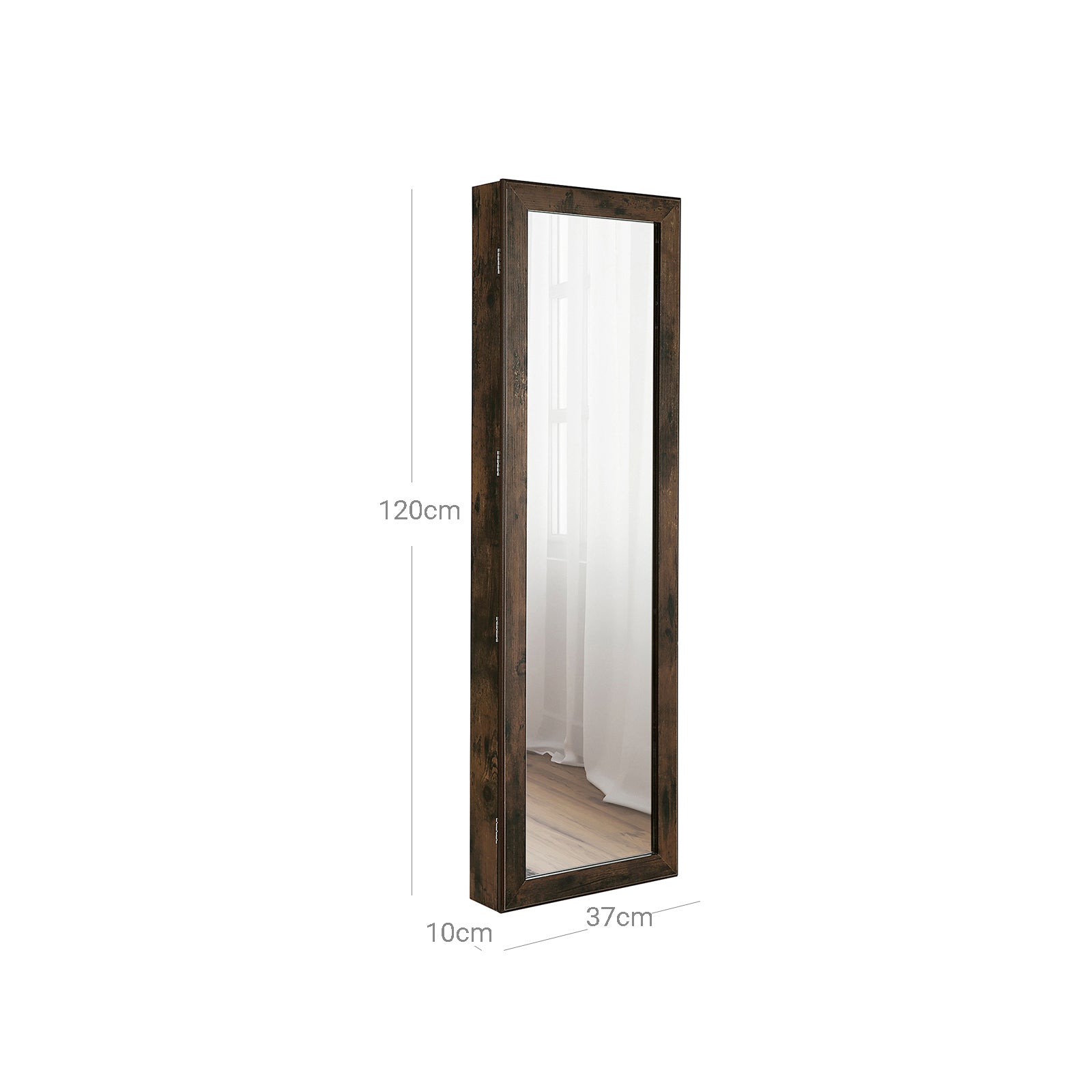 Sieradenkast - Hangende spiegelkast - Wandkast - Vintage bruin