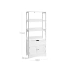 Badkamerkast - Vrijstaande hoge kast - 60 x 32,5 x 154 cm - 3 open vakken - 1 lade - 2 deuren - Wit