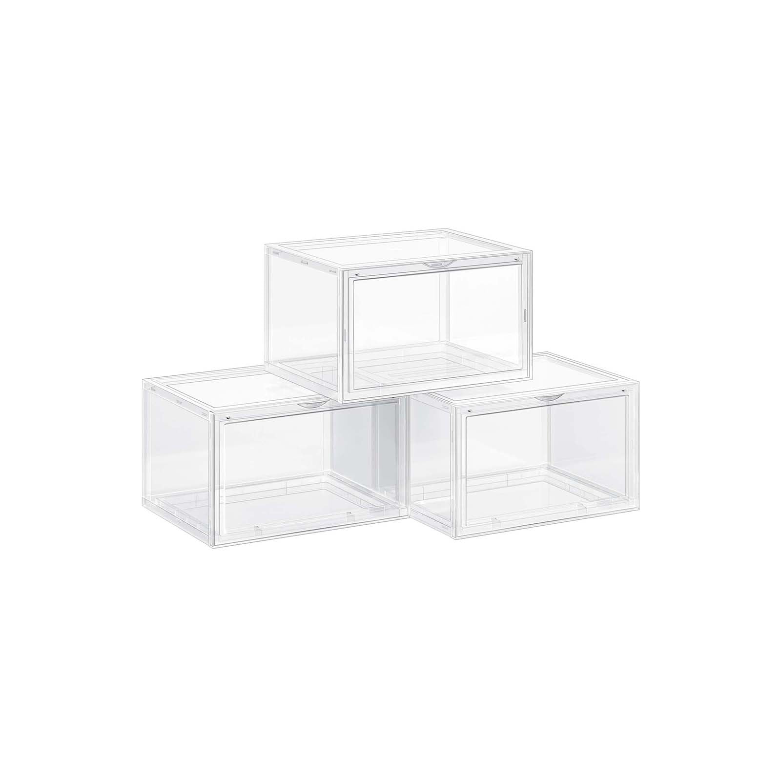 Schoenendoos - Set van 3 - Stapelbare organizers - Transparante deur - Plastic