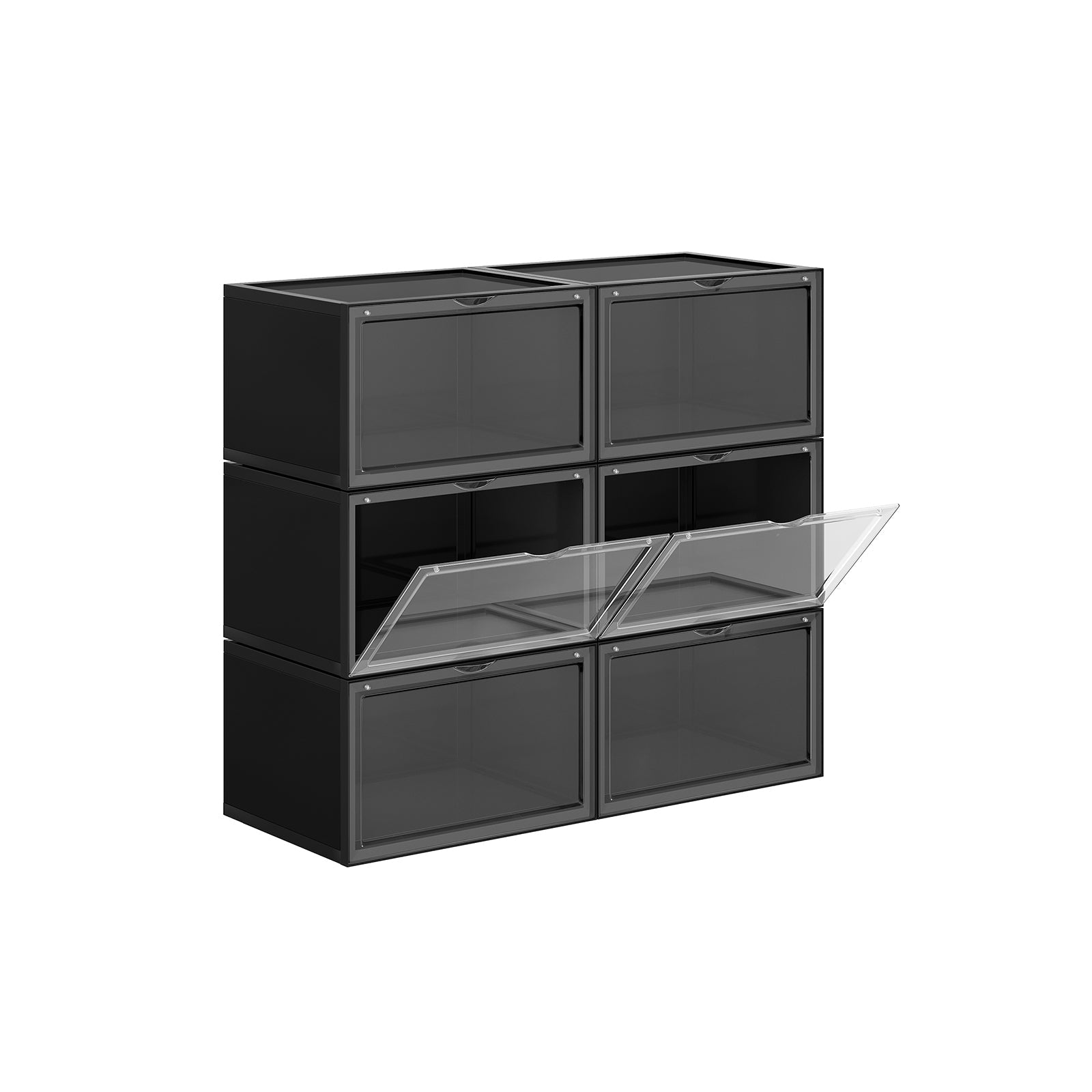 Schoenendozen - Set van 6 - Stapelbare opbergdozen - 46,36 x 28 x 22 cm - Transparant