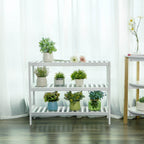 Schoenenrek – 3 niveaus – bamboe – wit