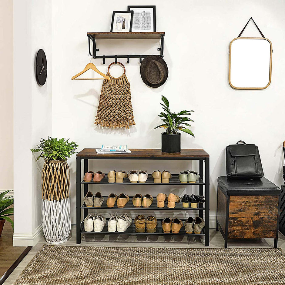 Schoenenrek – 3 Gaasplanken – Tot 15 Paar – Mat Zwart/Rustiekbruin
