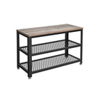 Schoenenbank – 2 legplanken – vintage bruin/zwart