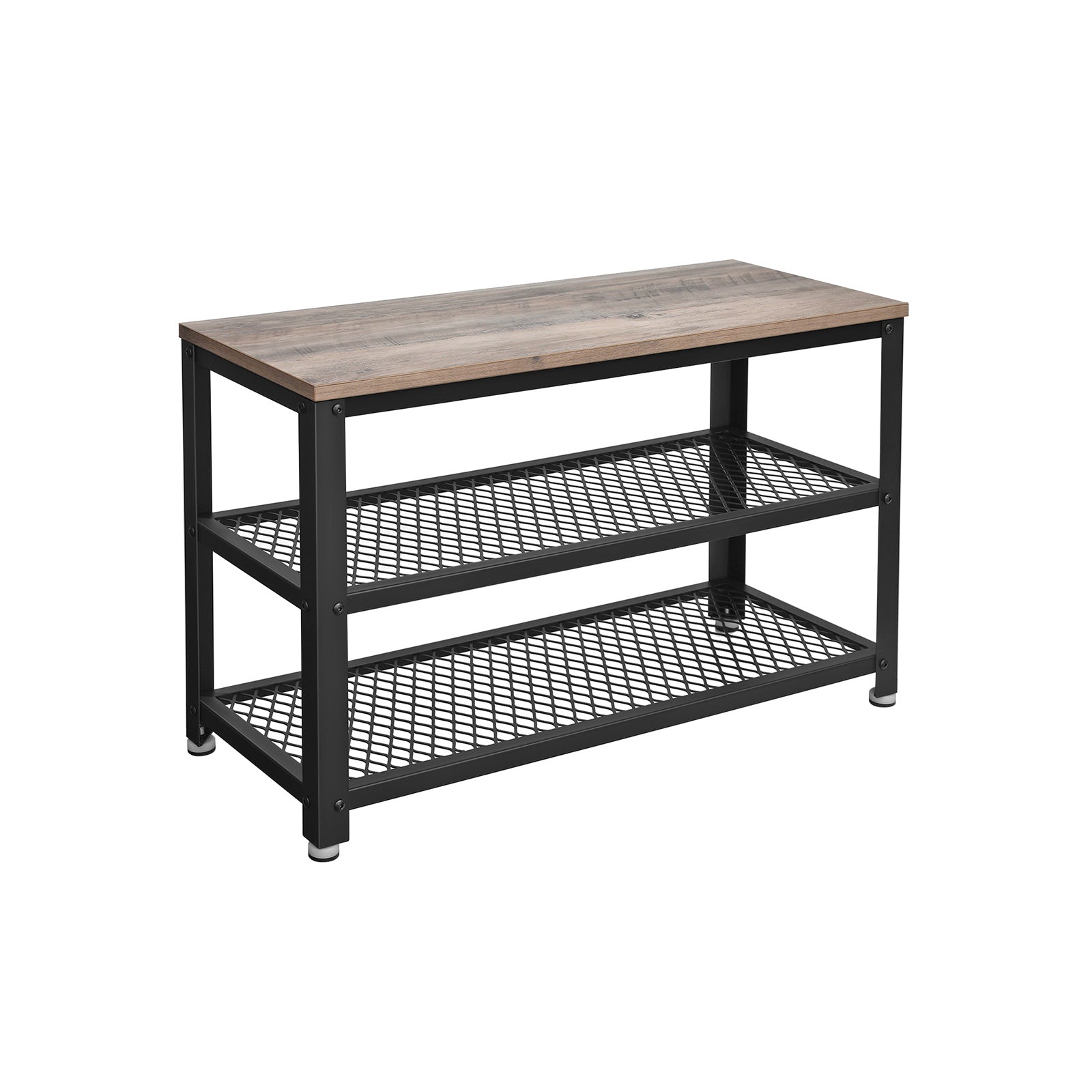 Schoenenbank – 2 legplanken – 73 x 30 x 45 cm – bruin/zwart