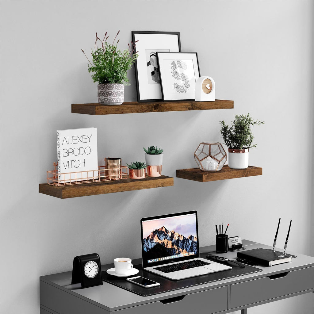 Zwevende plank – houtlook – 60 x 20 x 3,8 cm – bruin
