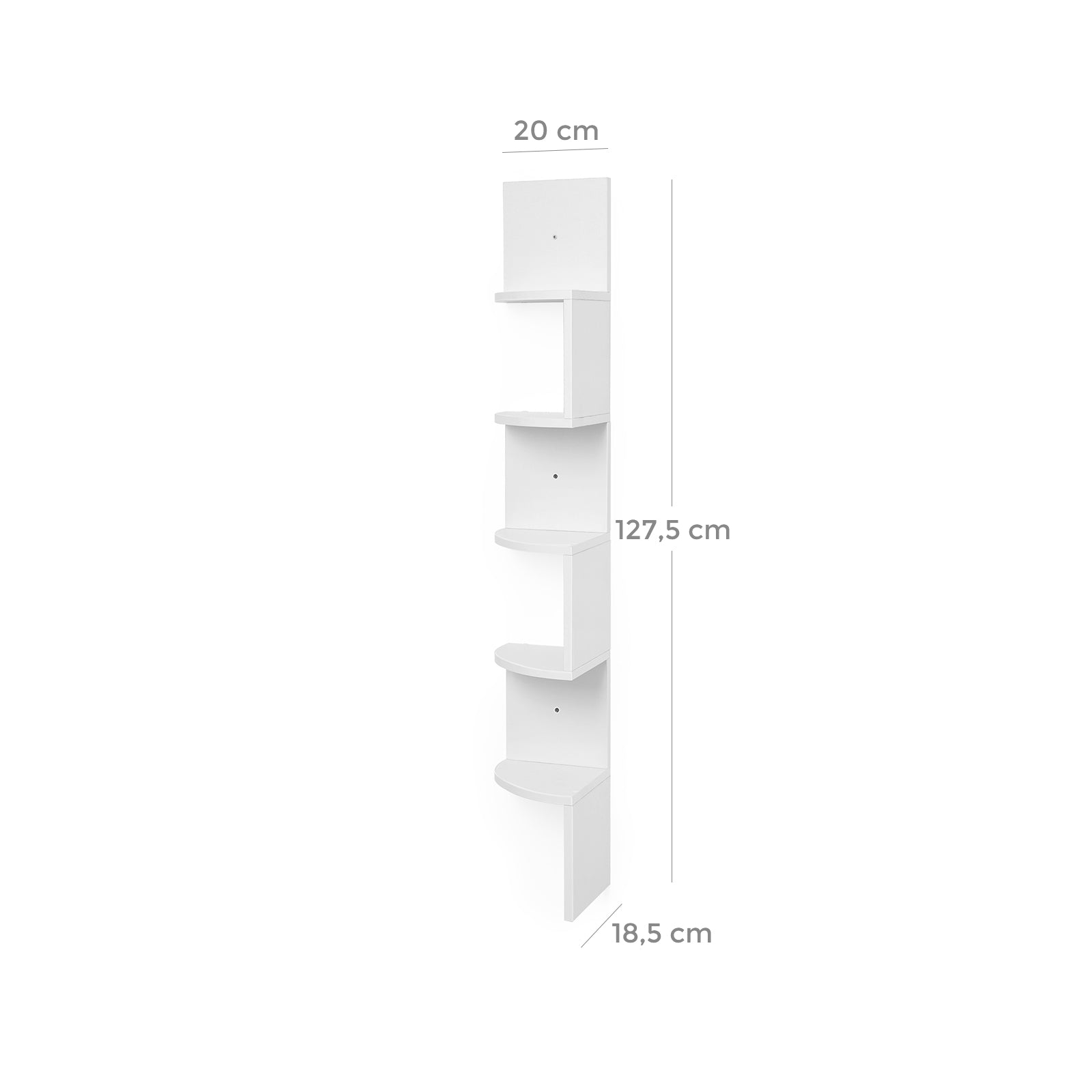 Hoekplank – 5 niveaus – zwevend – wandplank – wit