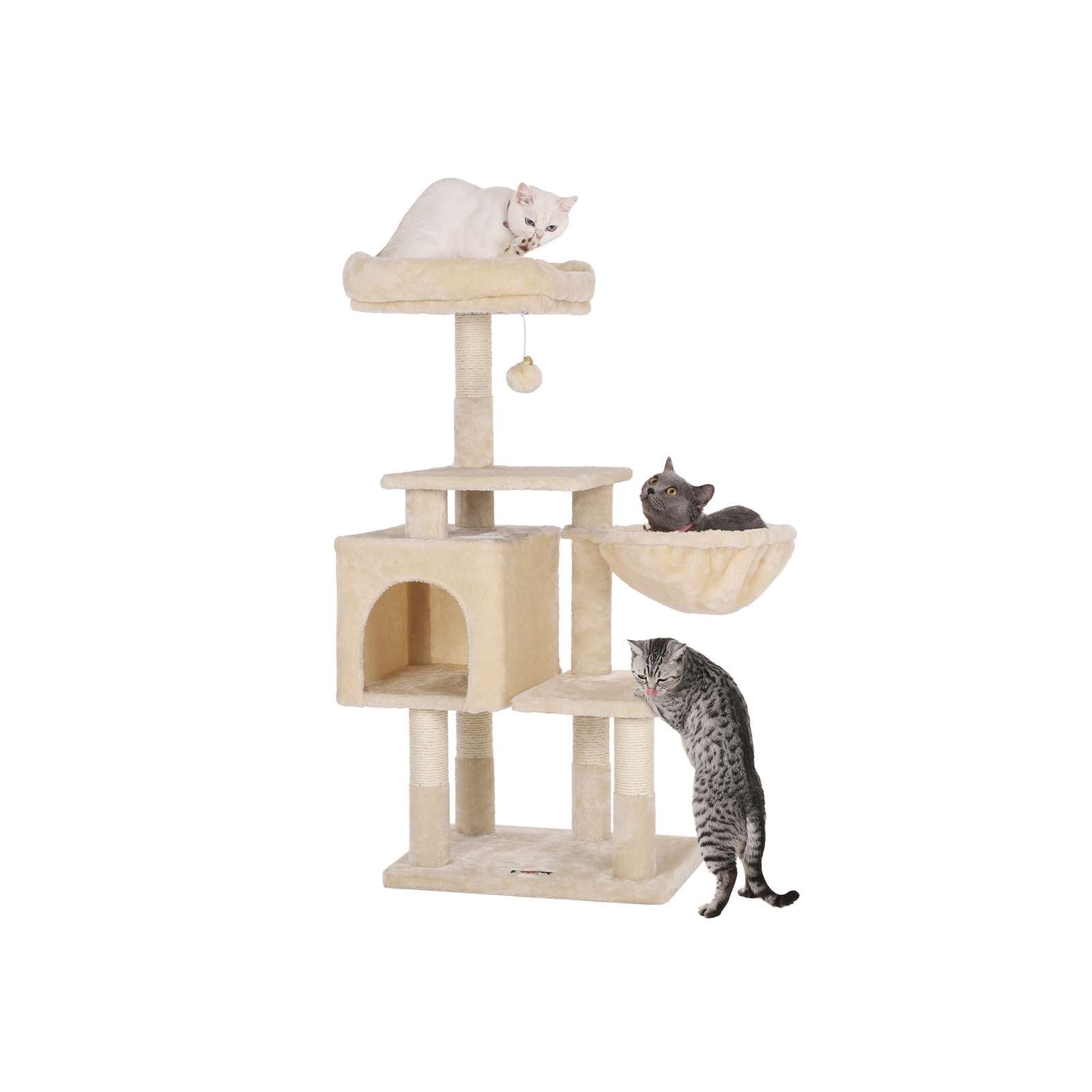 Krabpaal – met ligbed en klimelementen – beige