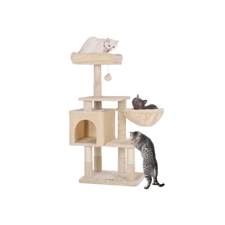 Krabpaal – met ligbed en klimelementen – beige