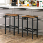 Barkrukken - Set van 2 - Hoge eetkamerstoelen - Industrieel design - Bruin/Zwart