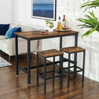 Barkrukken - Set van 2 - Hoge eetkamerstoelen - Industrieel design - Bruin/Zwart