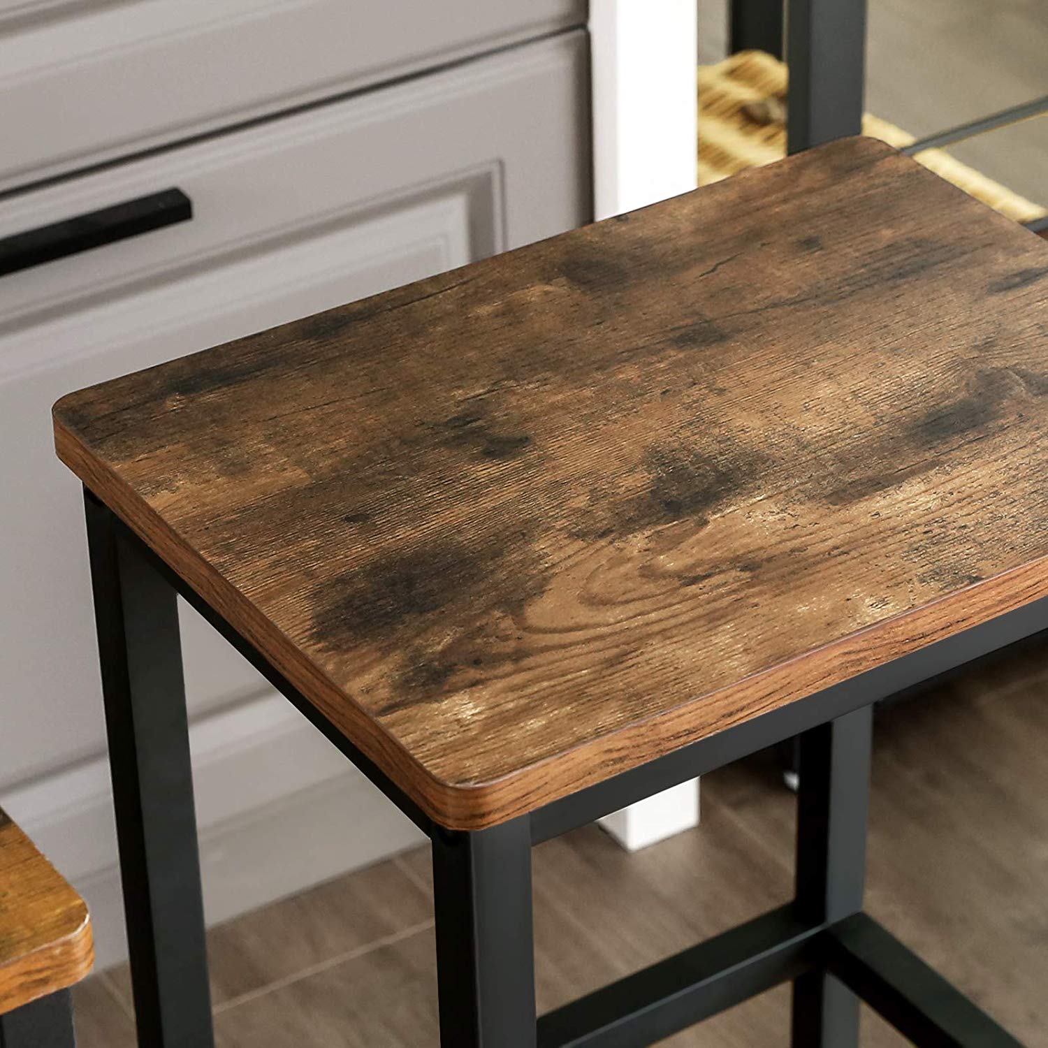 Barkrukken - Set van 2 - Hoge eetkamerstoelen - Industrieel design - Bruin/Zwart