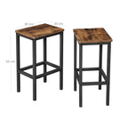 Barkrukken - Set van 2 - Hoge eetkamerstoelen - Industrieel design - Bruin/Zwart
