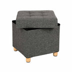 Poef – met opbergruimte – houten poten – zitkist – beige
