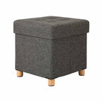 Poef – met opbergruimte – houten poten – zitkist – beige