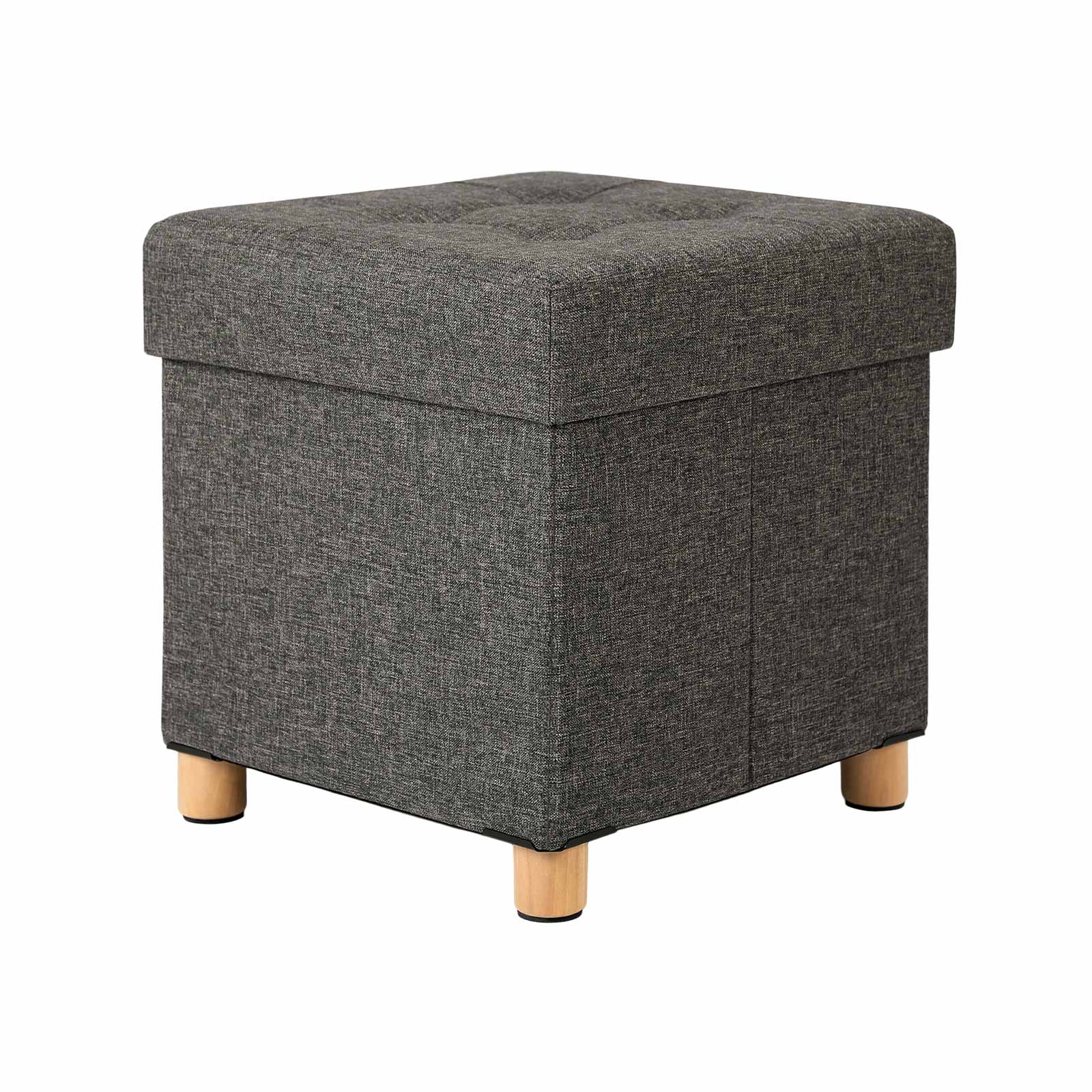 Poef – met opbergruimte – houten poten – zitkist – beige
