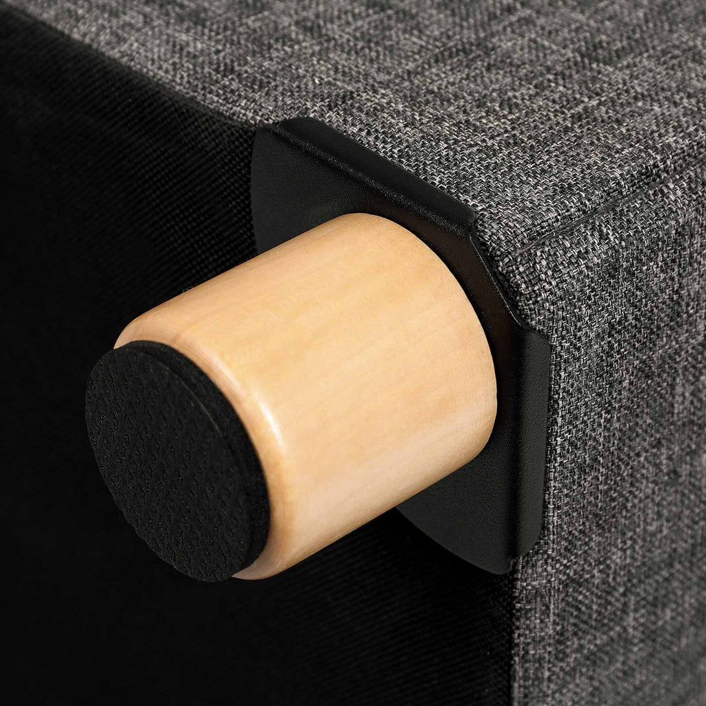 Poef – met opbergruimte – houten poten – zitkist – beige