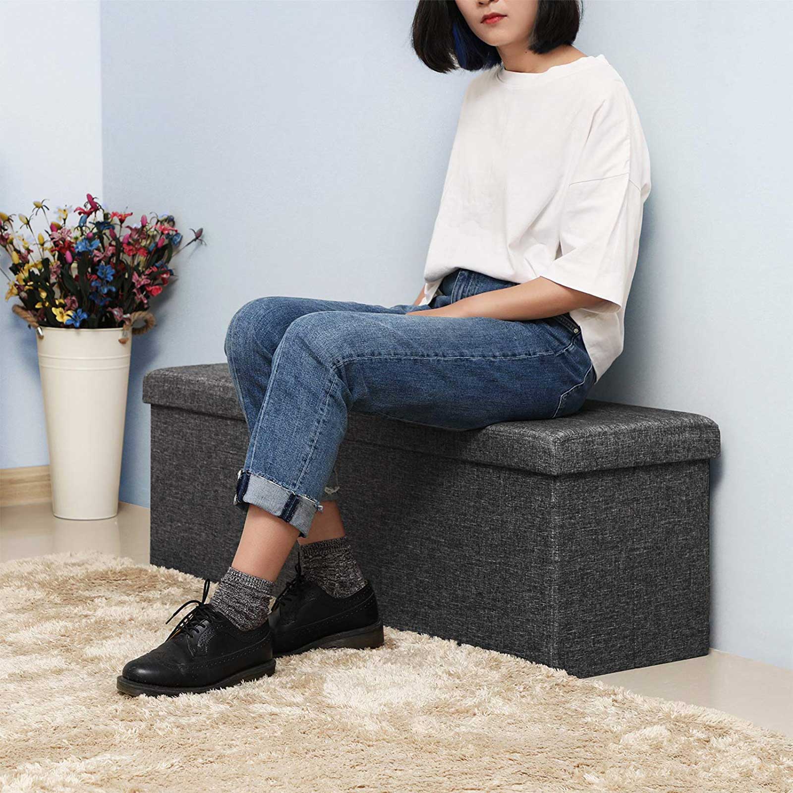 Zitkist 110 Cm Donkergrijs Gemêleerd