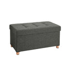 Zitkist - Poef met opbergruimte en deksel - Voetenbank - Houten poten - 76 x 38 x 40 cm - Donkergrijs
