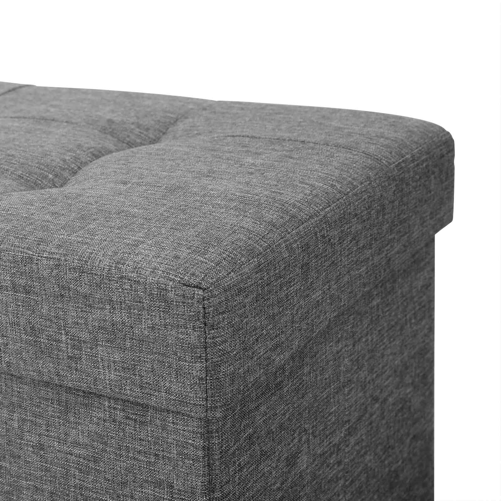 Zitkist - Poef met opbergruimte en deksel - Voetenbank - Houten poten - 76 x 38 x 40 cm - Donkergrijs