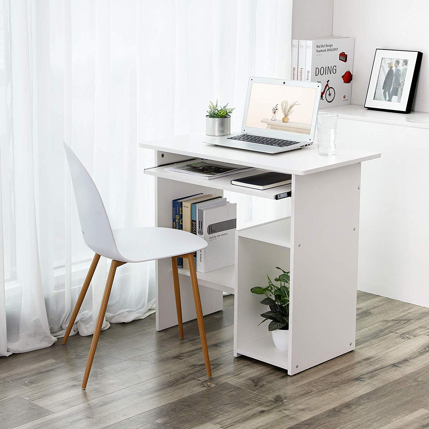 Bureau – met uitschuifbaar toetsenbord – wit
