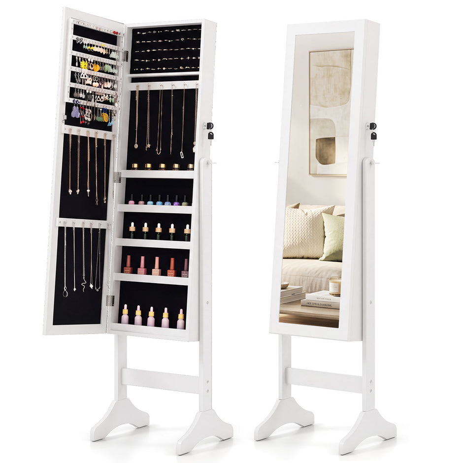 Sminkskåp, – låsbart spegelskåp med helkroppsspegel – 40 x 36 x 156 cm