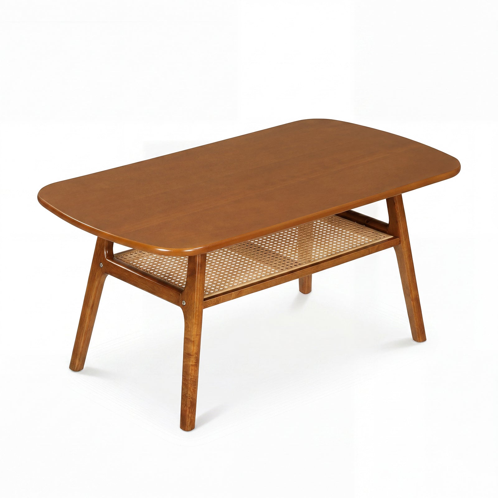 Soffbord – sidobord med två nivåer och öppen hylla, vardagsrumsbord Valnötsfärg – / 100 x 53,5 x 45,5 cm