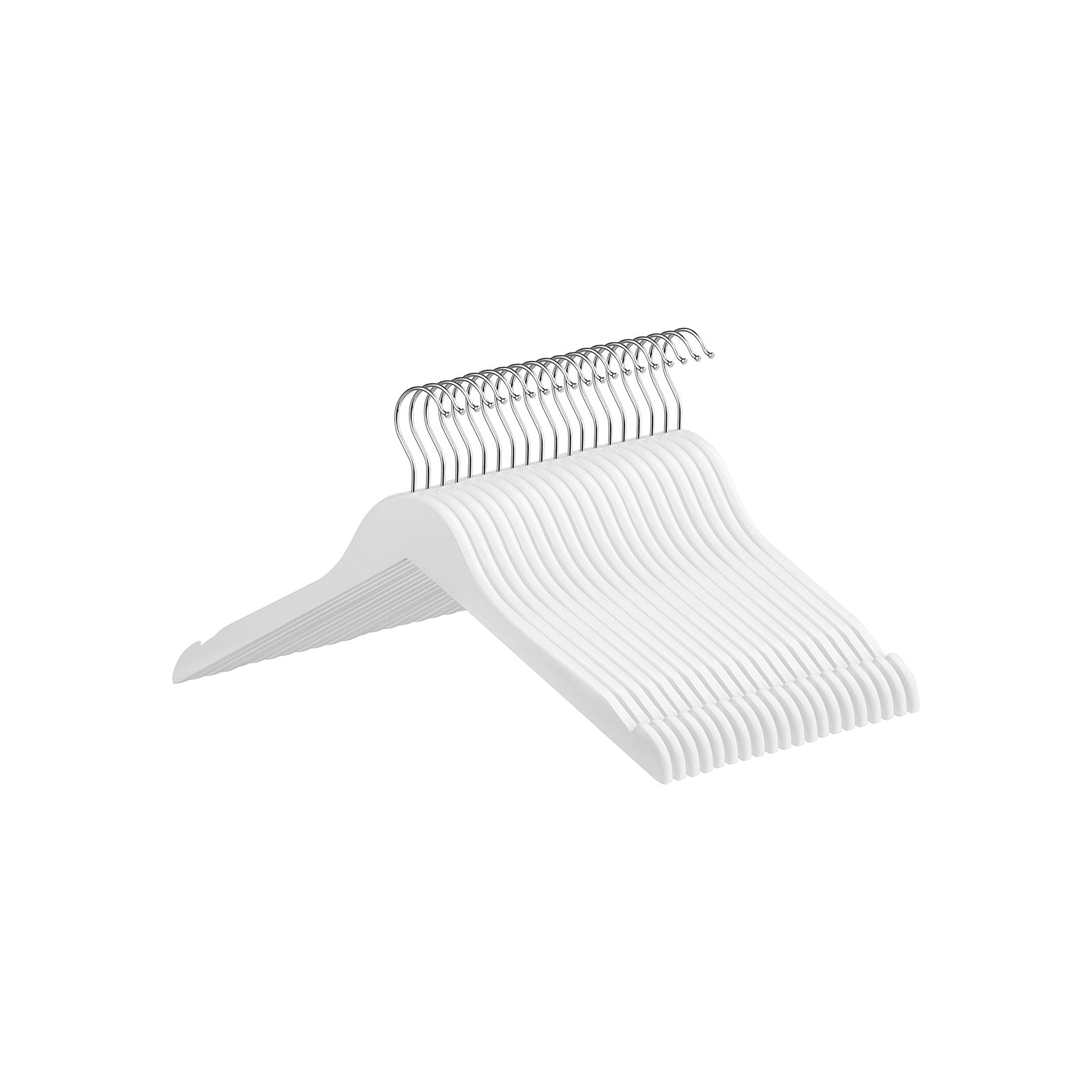 Kleerhangers - Massief houten hangers - Set van 20 - Met inkepingen - Wit
