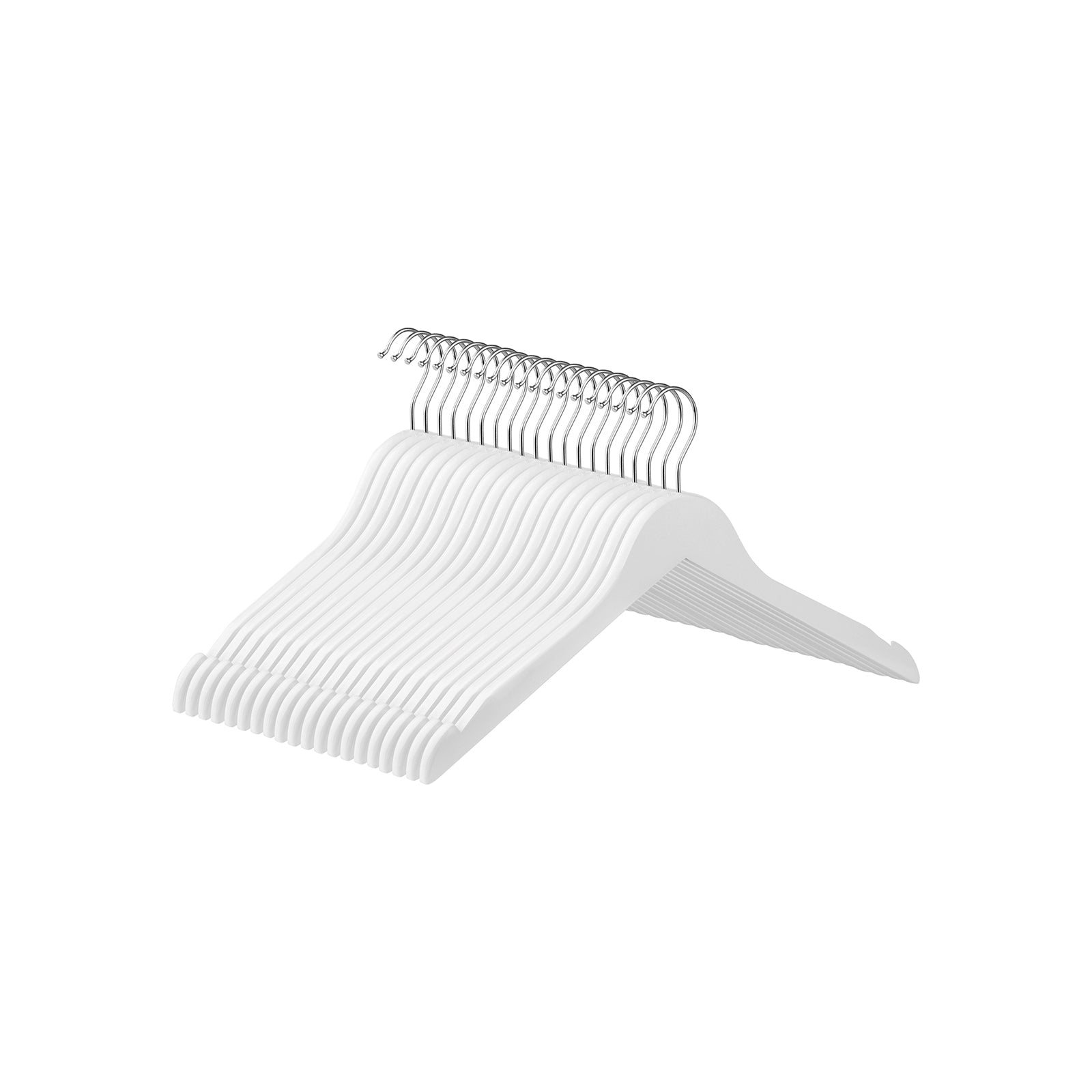 Kleerhangers - Massief houten hangers - Set van 20 - Met inkepingen - Wit