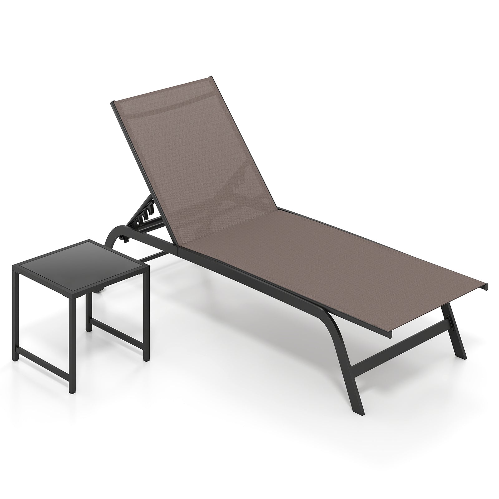 Solsäng – med hjul och sidobord, utomhusliggare maxbelastning upp till – 150 kg