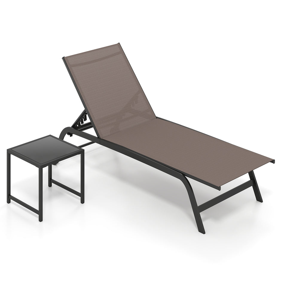 Solsäng – med hjul och sidobord, utomhusliggare maxbelastning upp till – 150 kg