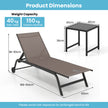 Solsäng – med hjul och sidobord, utomhusliggare maxbelastning upp till – 150 kg