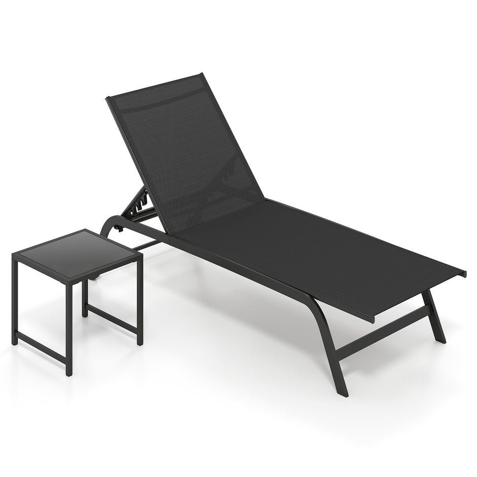 Solsäng – med hjul och sidobord, utomhusliggare maxbelastning upp till – 150 kg